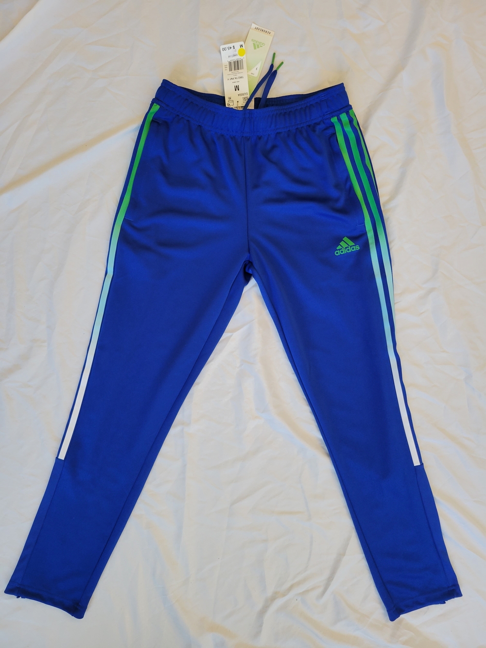 Boys Adidas Royal Blue Football/Soccer Pants Size M with side zipper pockets